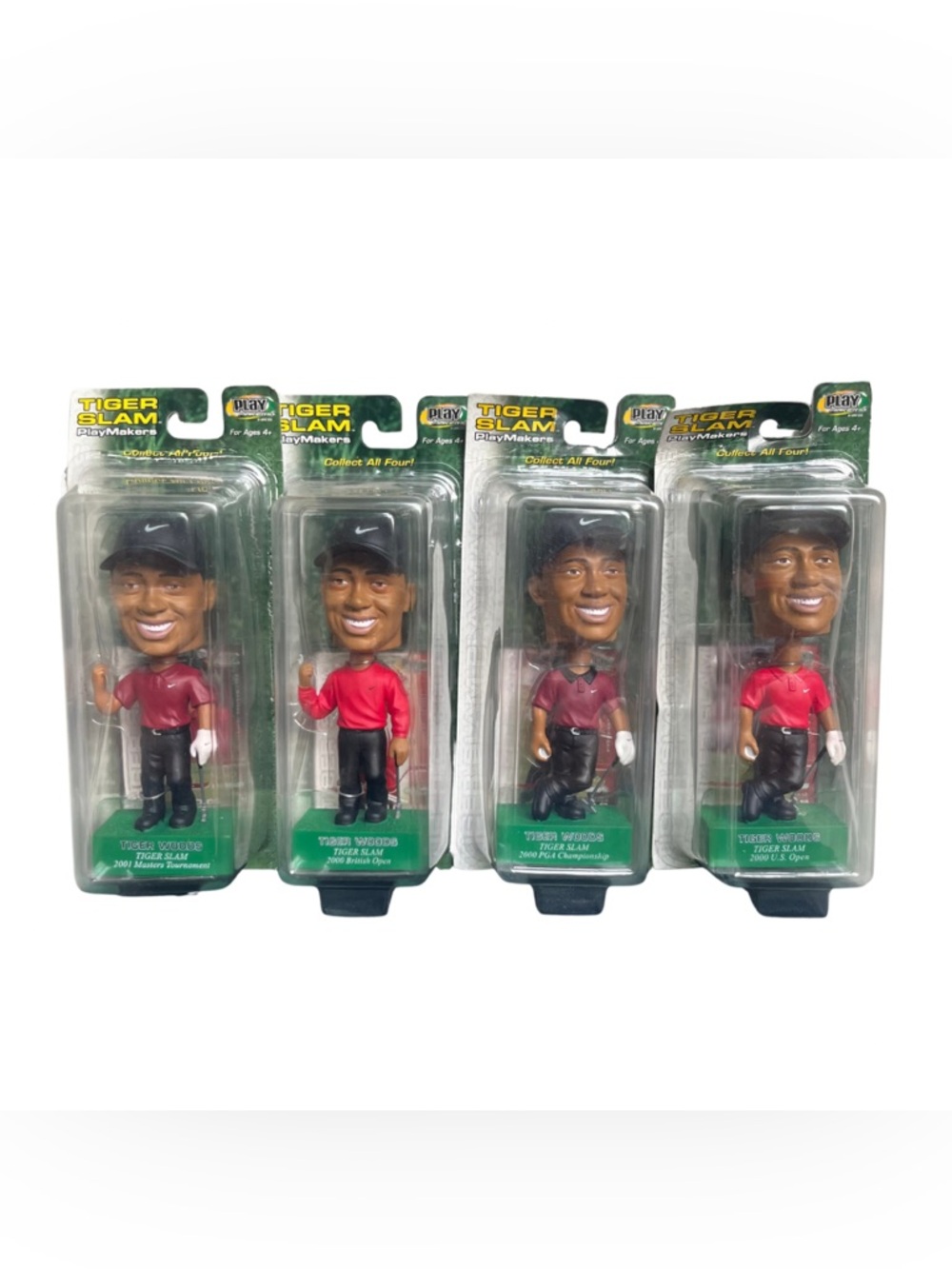 Tiger Woods Tiger Slam Bobblehead Set – 4 Sealed Majors – 2000–2001 PlayMakers